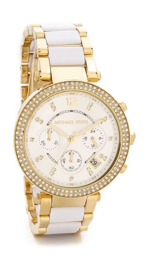 michael kors watch gold and white|michael kors gold tone watch.